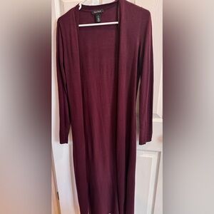 White House Black Market Wine Full length Light Sweater Duster Sz M